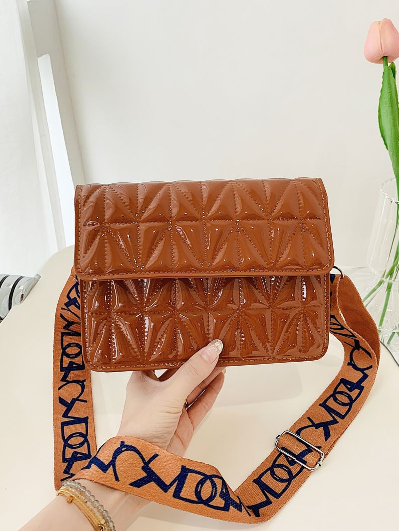 Small Flap Square Bag Quilted Pattern PU