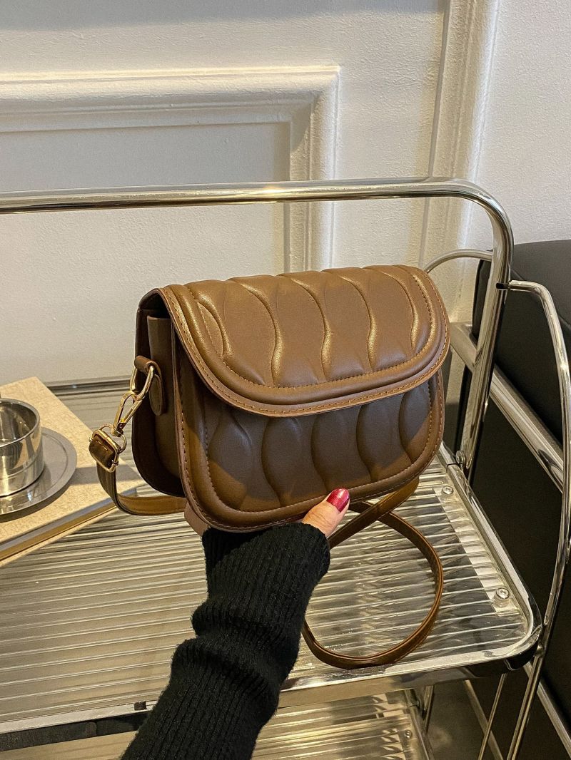 Mini Square Bag Geometric Embossed Flap Minimalist