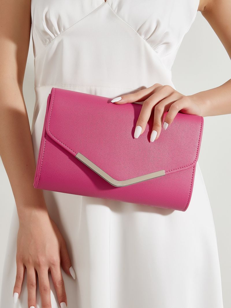 Neon Pink Chain Flap Square Bag