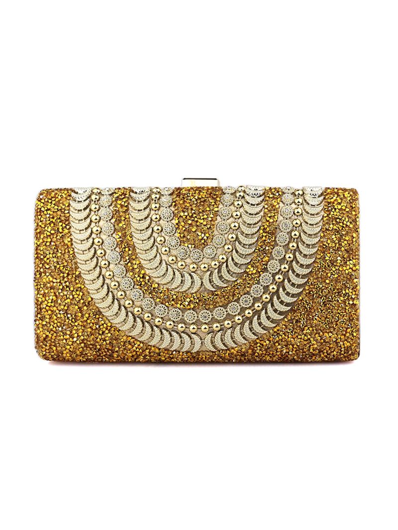 Colorblock Box Bag Rhinestone Decor for Party