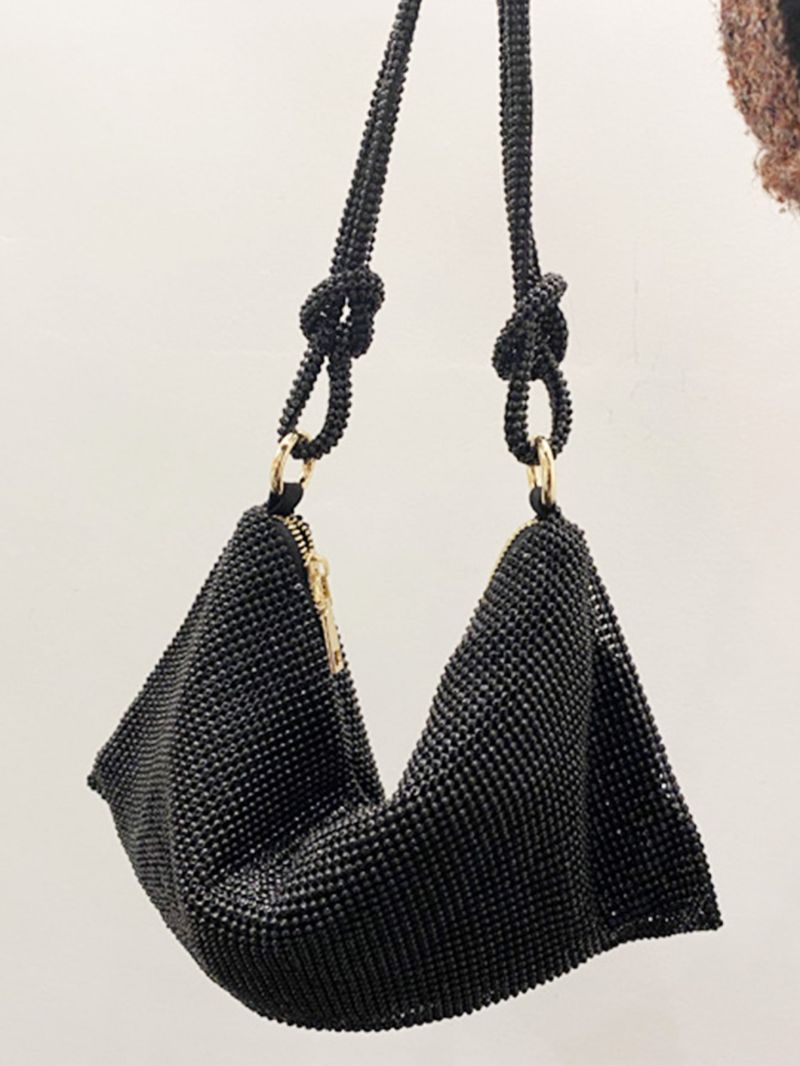 Rhinestone Decor Hobo Bag Glamorous For Party