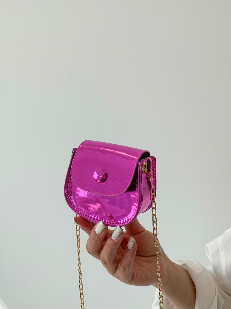 Mini Saddle Bag Metallic Flap Chain Funky PU
