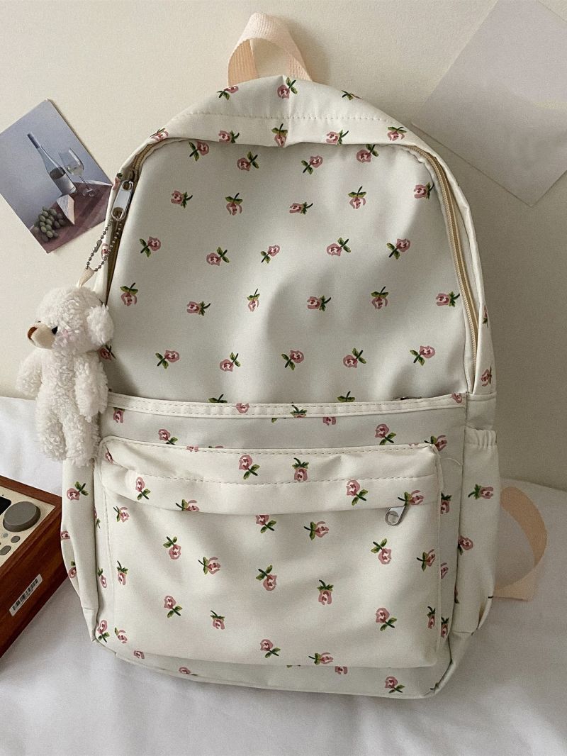 Floral Graphic Classic Backpack With Bag Charm