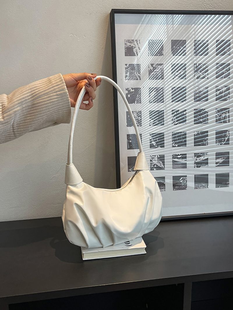 Medium Ruched Bag Minimalist Solid Color For Women