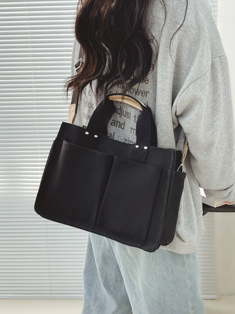 Pocket Front Shopper Bag Black