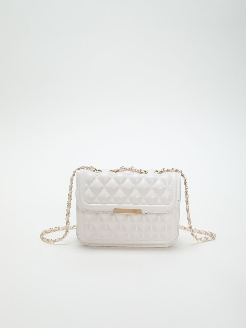 Mini Square Bag Fashionable Argyle Quilted Flap Chain PU