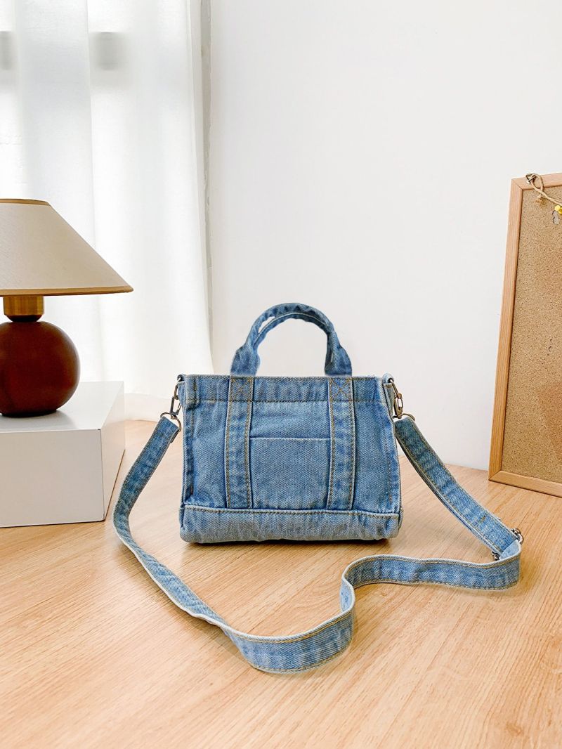 Double Handle Denim Square Bag