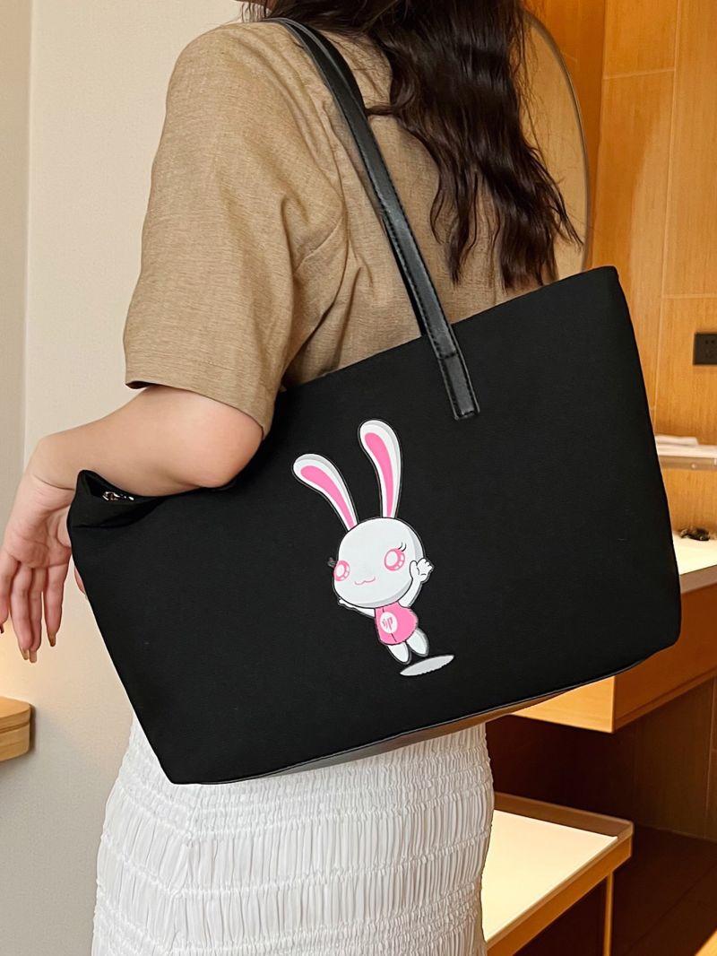 Large Capacity Shoulder Tote Bag Cute Cartoon Rabbit Print