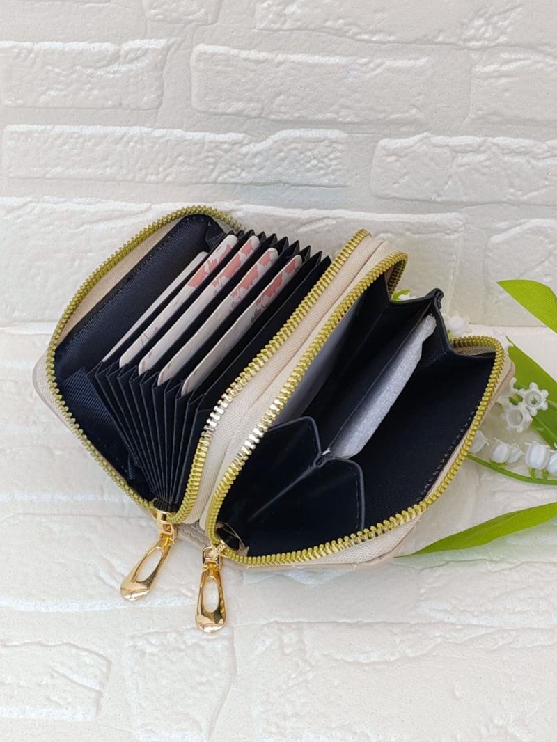 Stitch Detail Multiple Card Slots With Zipper