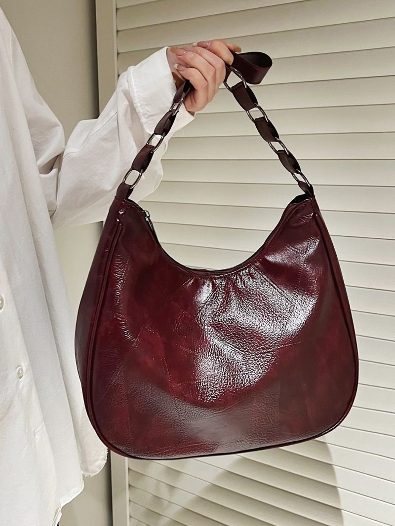 Large Vintage Shoulder Bag Stitch Detail Hobo Bag