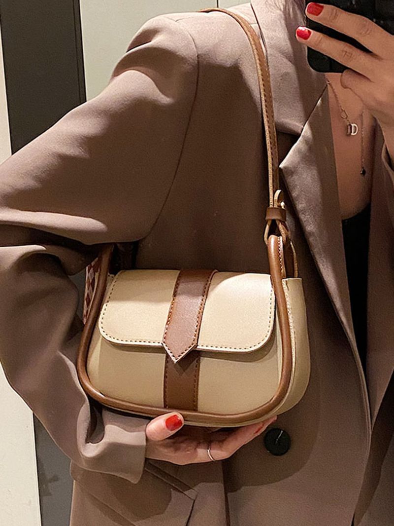 Mini Saddle Bag Colorblock With Twilly Scarf Decor