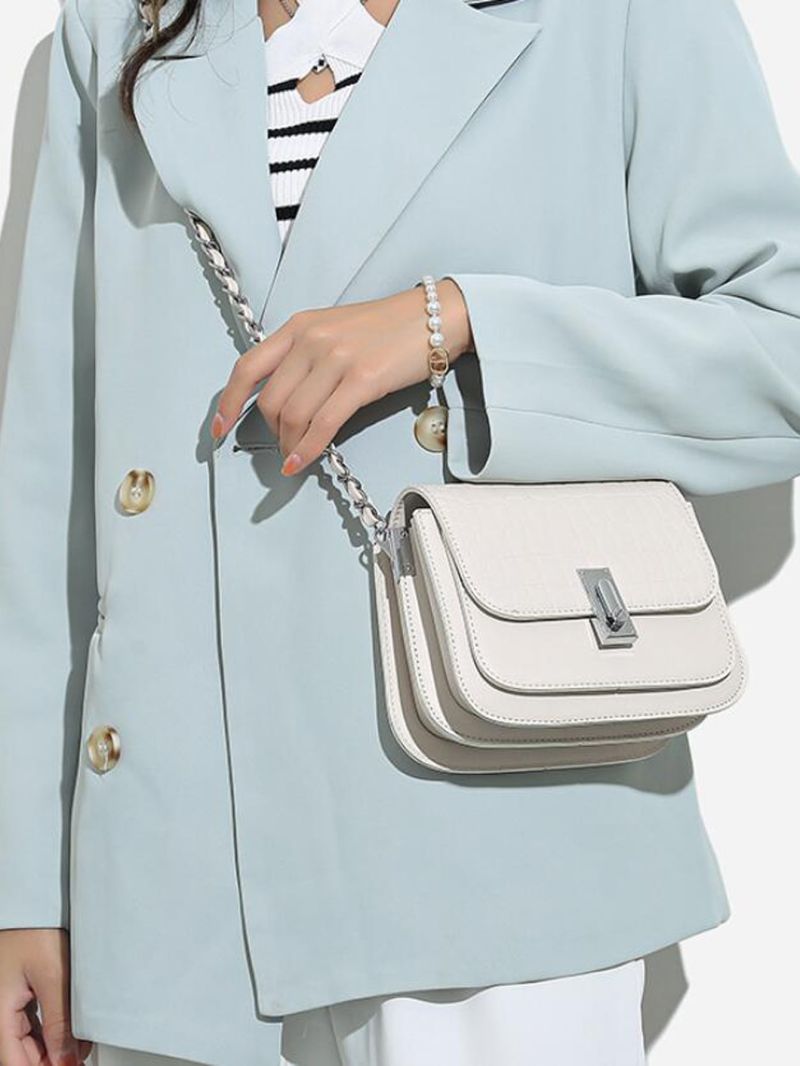 Mini Square Bag Chain Strap Crocodile Embossed