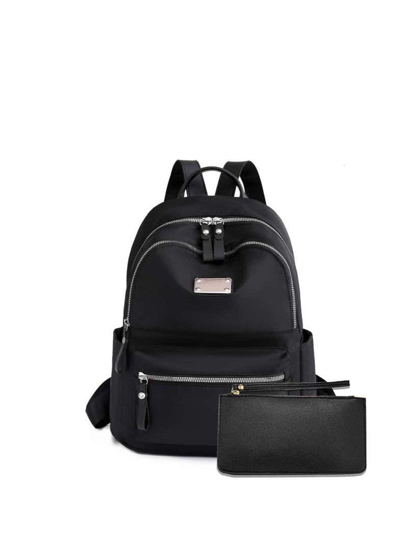 Zip Front Functional Backpack With Purse