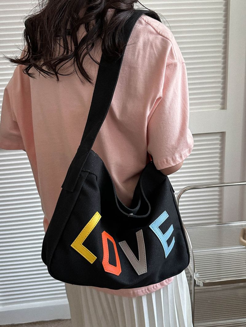 Letter Graphic Hobo Bag Medium Preppy