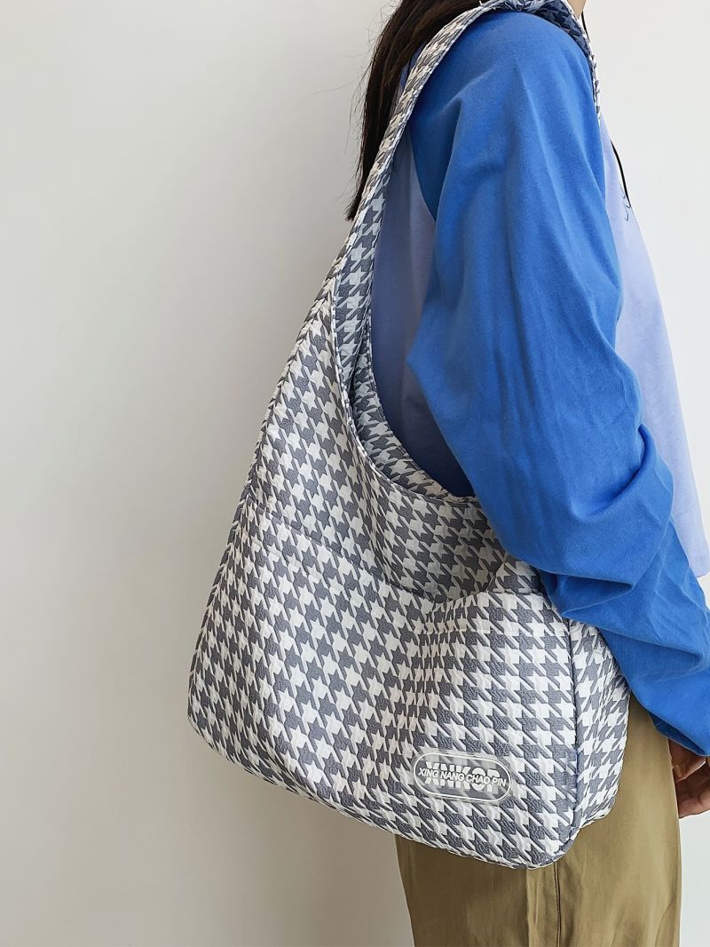 Houndstooth Hobo Bag Medium Portable