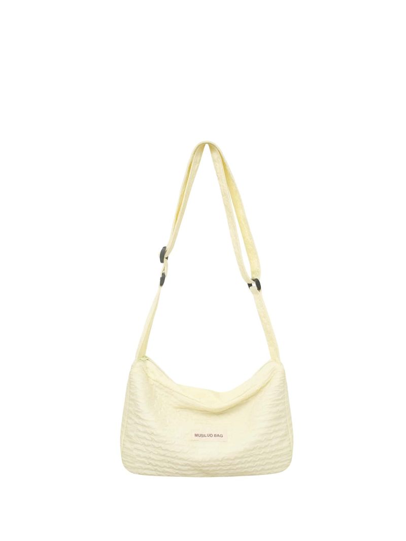 Letter Patch Hobo Bag Nylon Casual Black