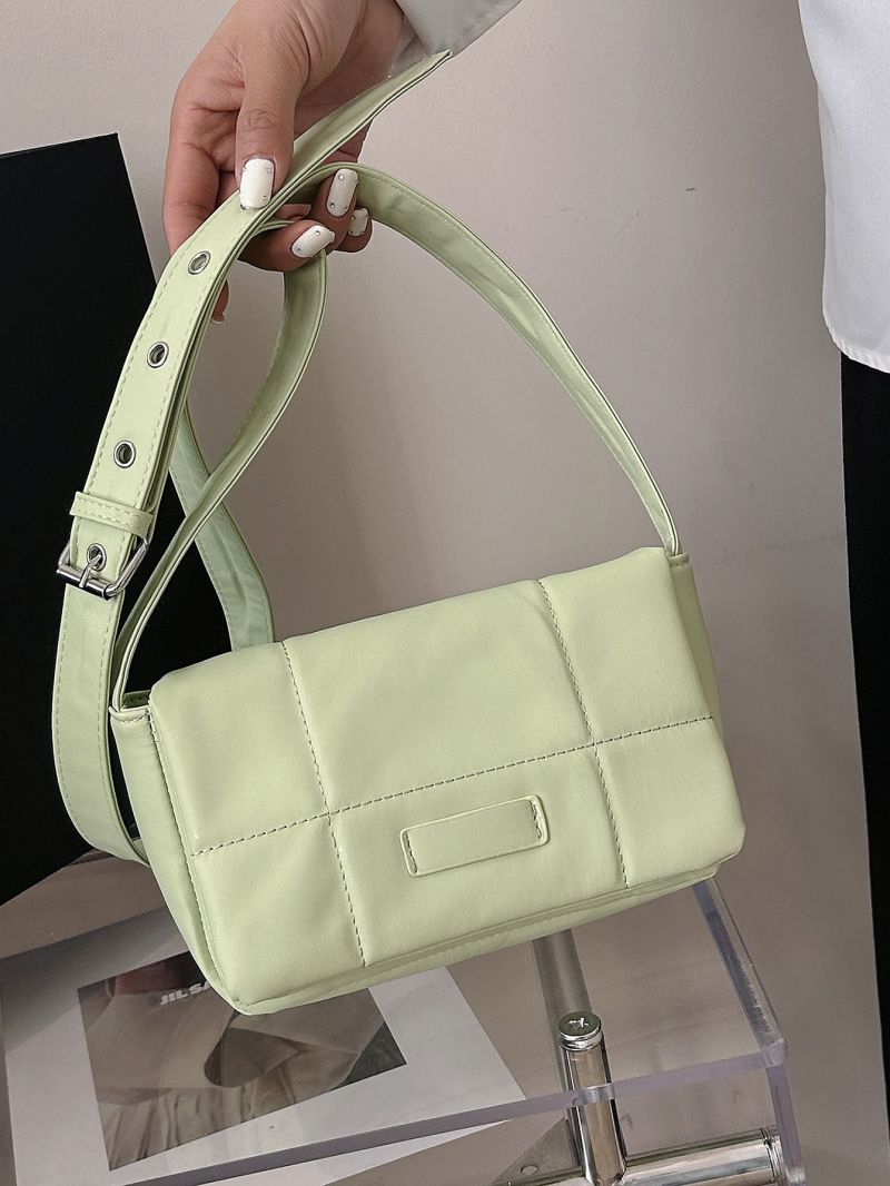 Buckle Decor Square Bag Fashion Green Pu