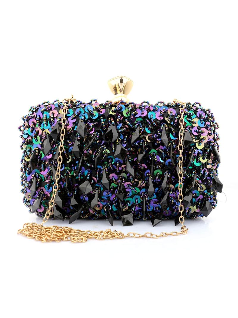 Mini Rhinestone Decor Box Bag Sequin Glamorous Chain