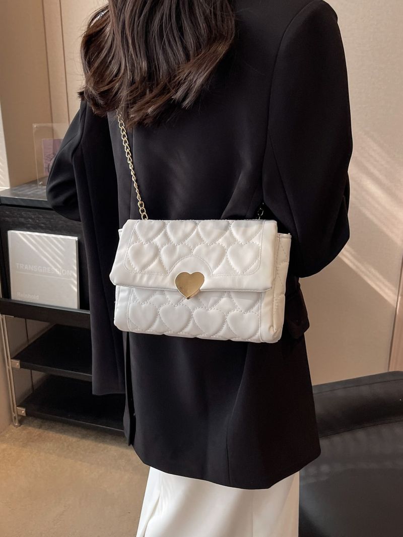 Small Flap Square Bag Heart Quilted Pattern