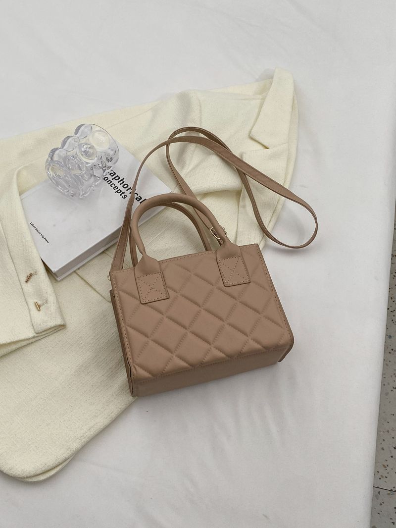 Quilted Square Bag Mini Double Handle Khaki