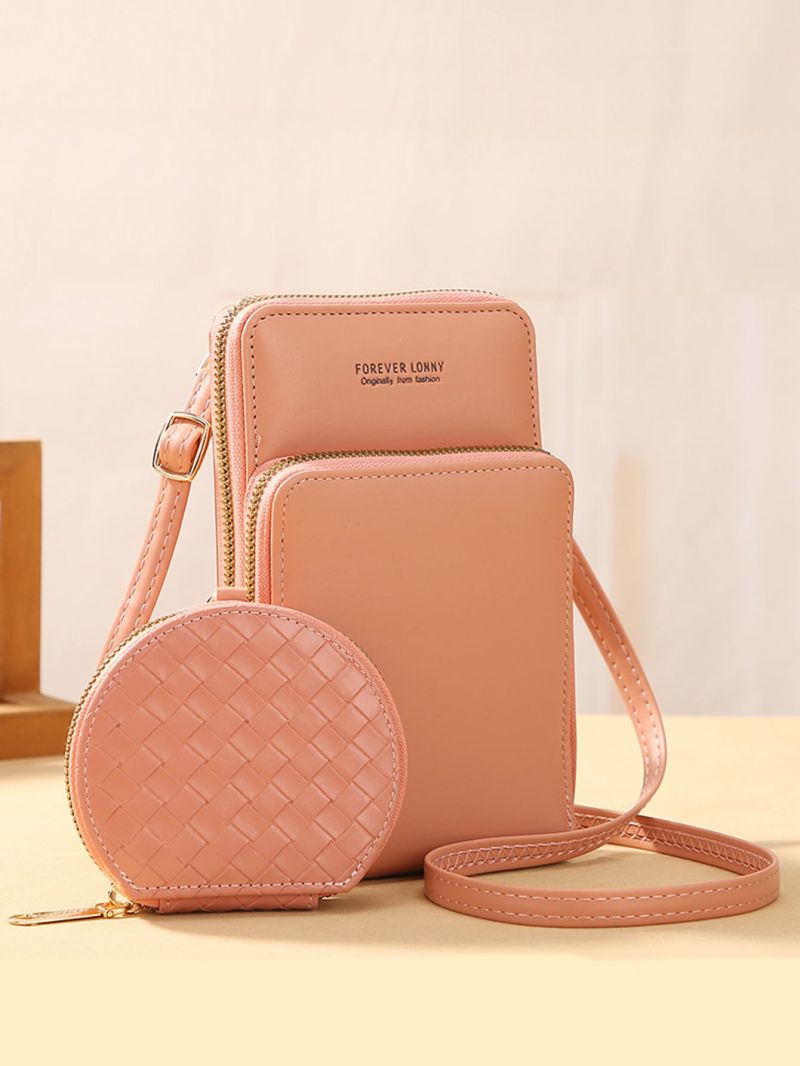 Letter Graphic Phone Wallet With Coin Purse Pink