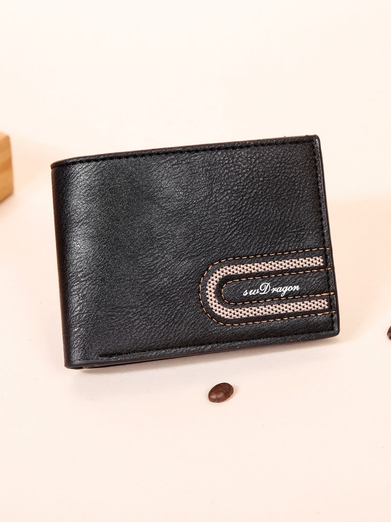 Letter Graphic Small Wallet Bifold Stitch Detail