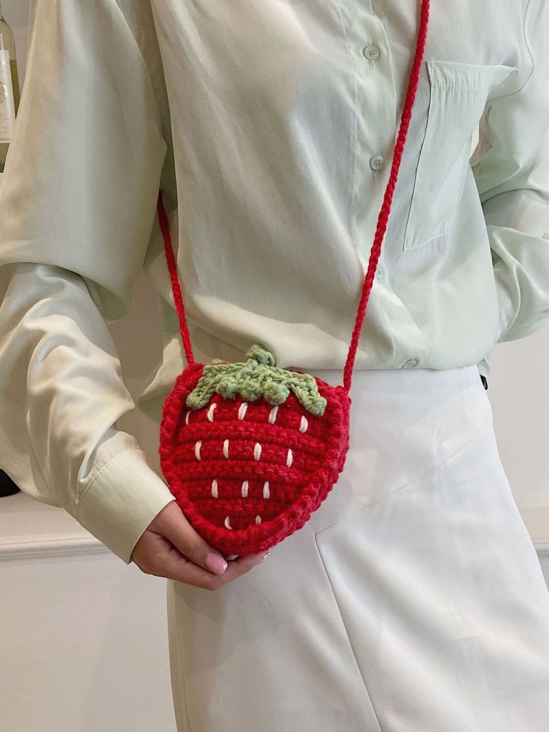 Mini Crochet Bag Strawberry Design Polyester Vacation