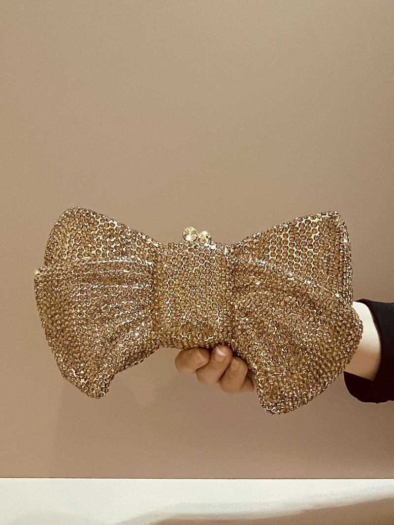 Small Novelty Bag Glamorous Rhinestone Decor Bow Design Chain For Party