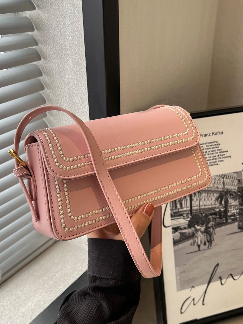 Mini Flap Baguette Bag Embroidered Detail