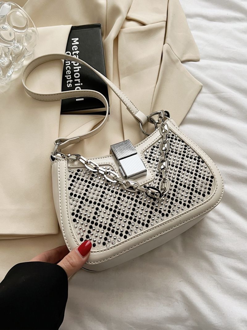 Small Hobo Bag Studded & Chain Decor