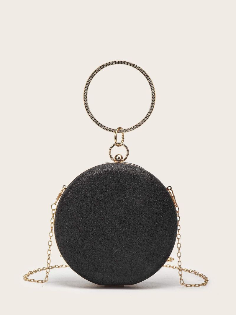 Mini Ring Handle Design Glitter Chain Circle Bag