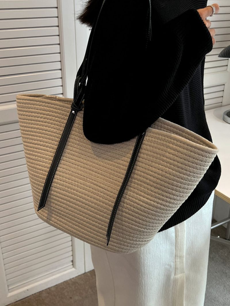 Oversized Straw Bag Double Handle For Vacation Beach Bag