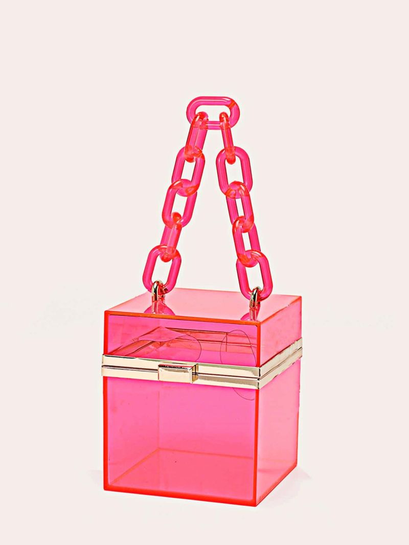 Mini Box Bag Clear Chain Strap