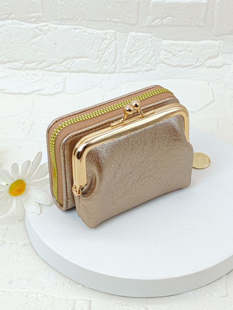 Metallic Multiple Card Slot With Kiss Lock Coin Purse Multi-Card Card Organizer for Storage Credit Cards