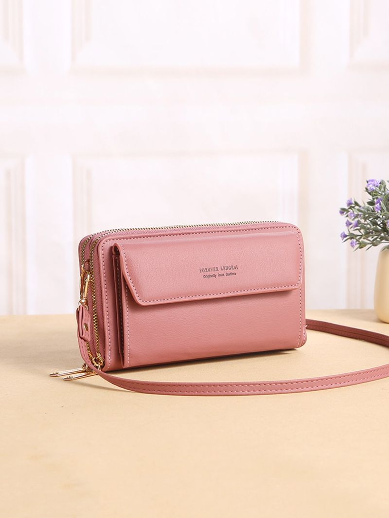 Letter Graphic Phone Wallet Zipper Pink