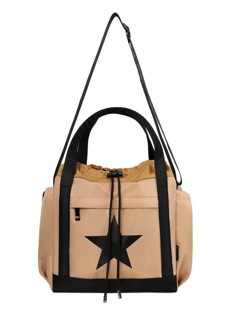 Star Pattern Square Bag Double Handle Colorblock Casual Style