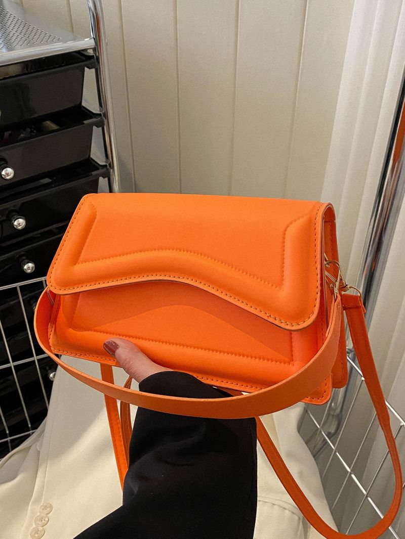 Neon Orange Square Bag PU Flap Funky