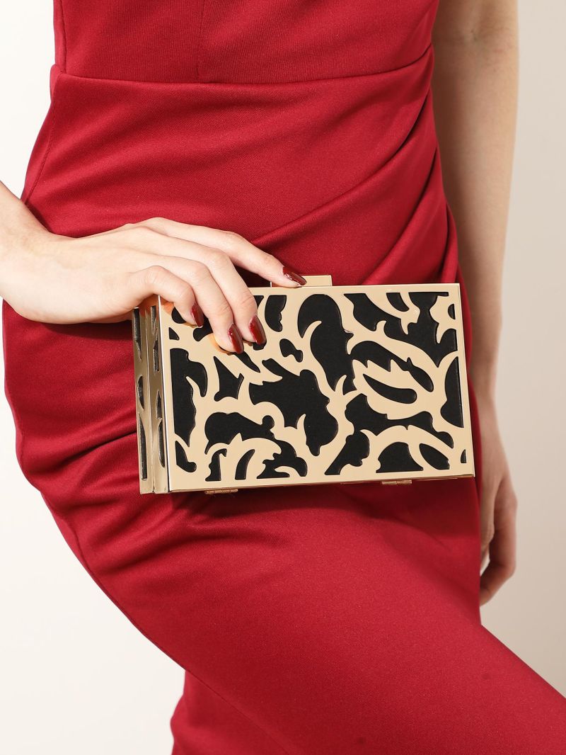 Mini Colorblock Box Bag Chain Strap For Party