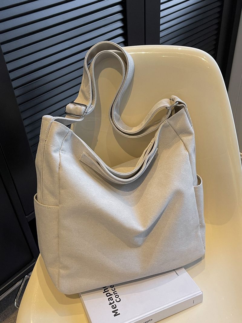 Minimalist Hobo Bag Double Handle Canvas For Daily