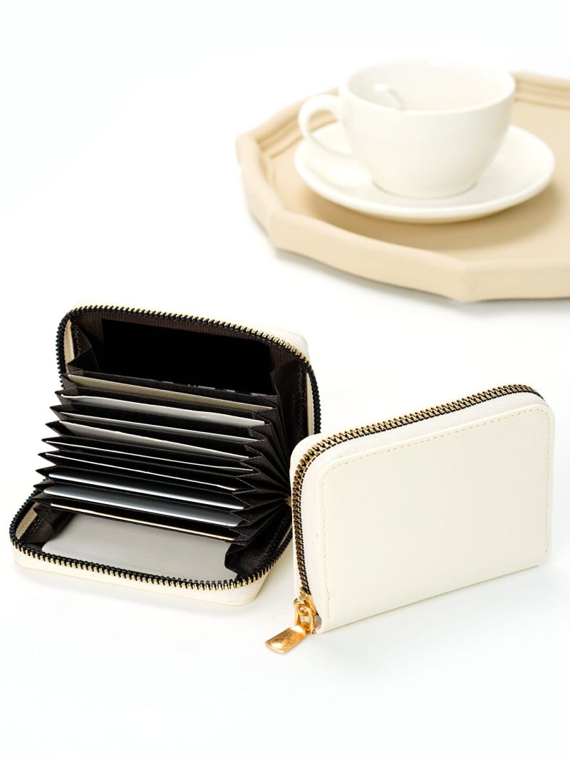 Minimalist Zipper Card Holder White RFID Anti-theft