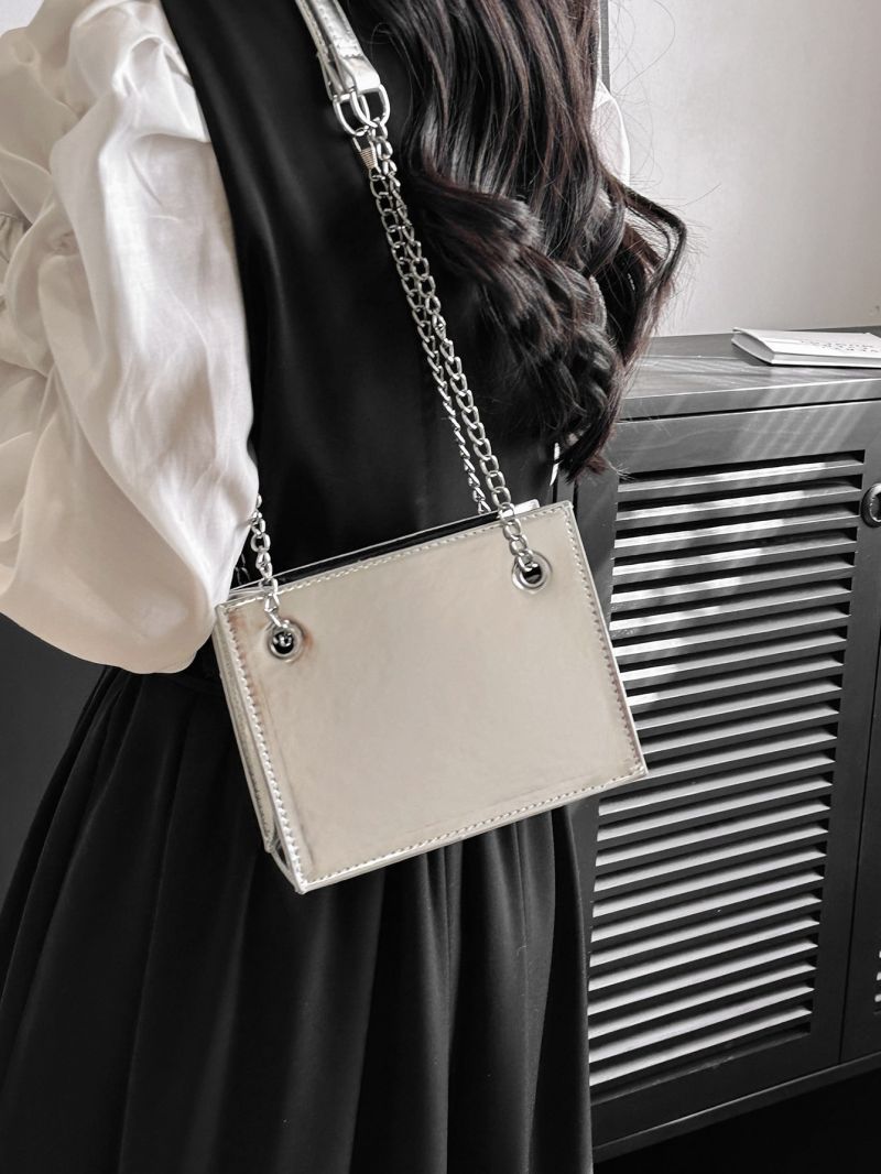Mini Square Bag Chain PU Eyelet Detail