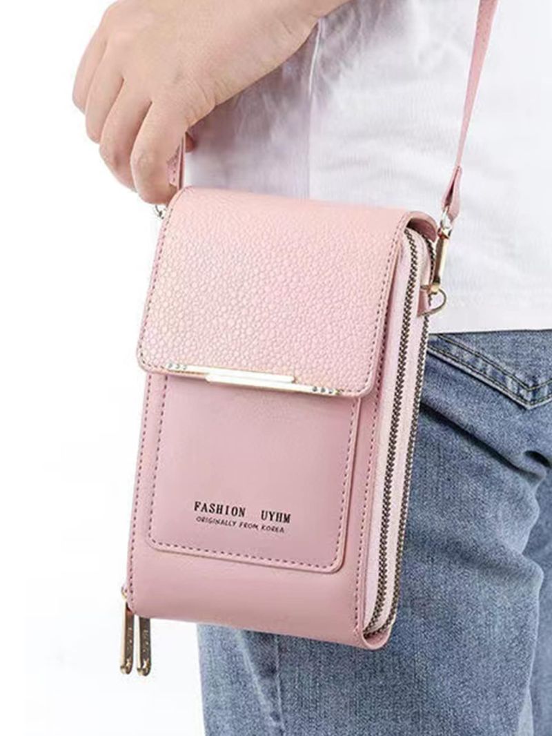 Letter Graphic Phone Wallet Pink