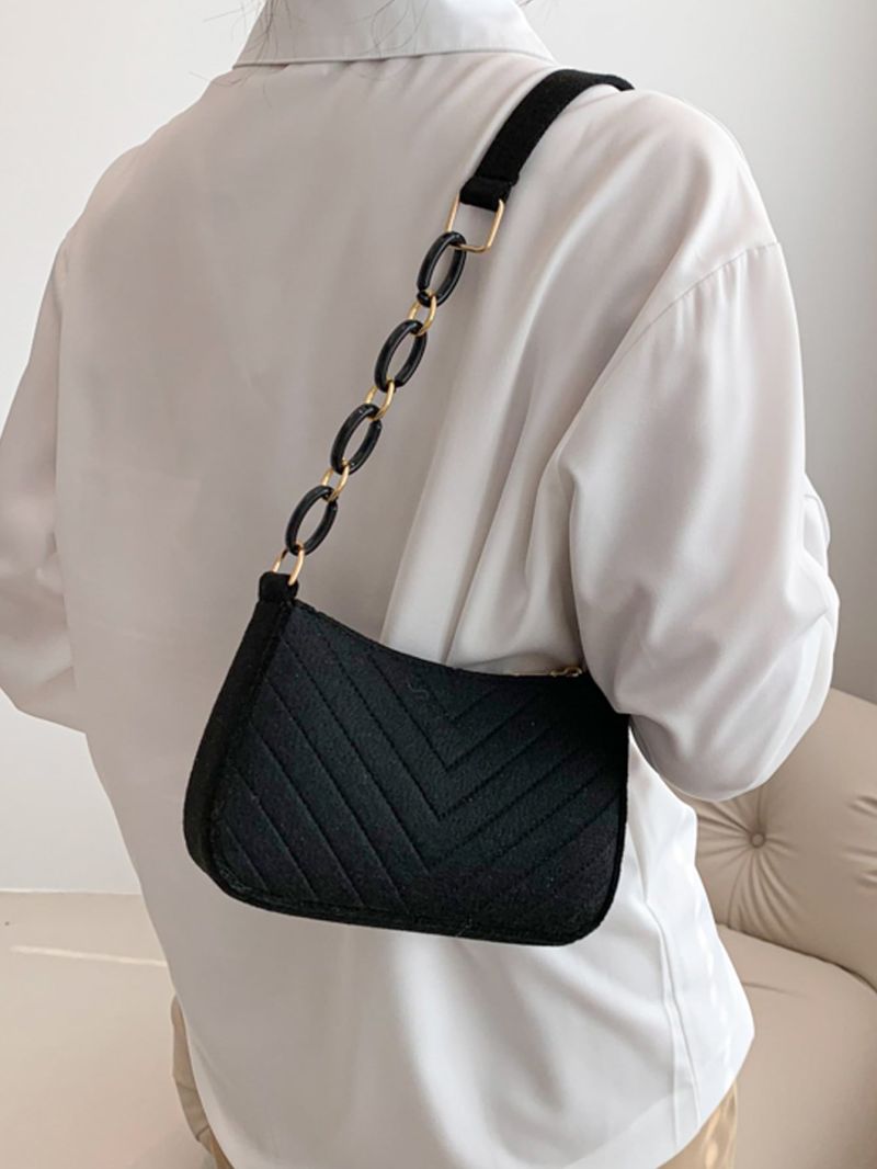 Mini Hobo Bag Minimalist Stitch Detail Black