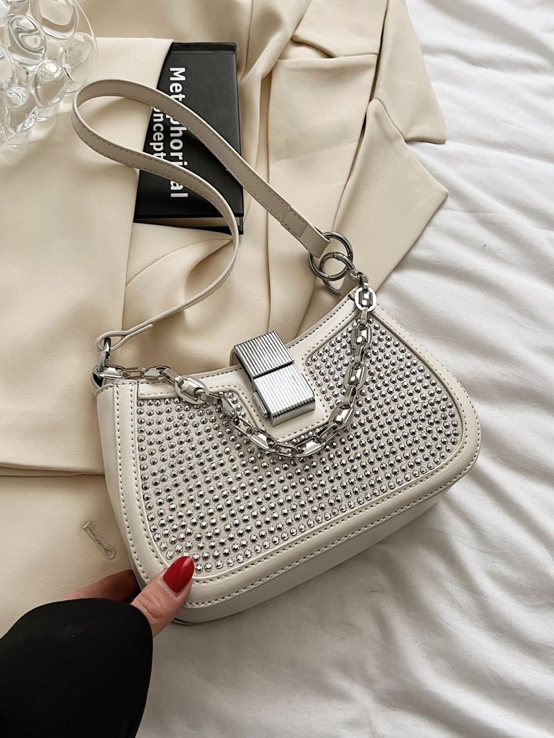 Small Hobo Bag Studded & Chain Decor