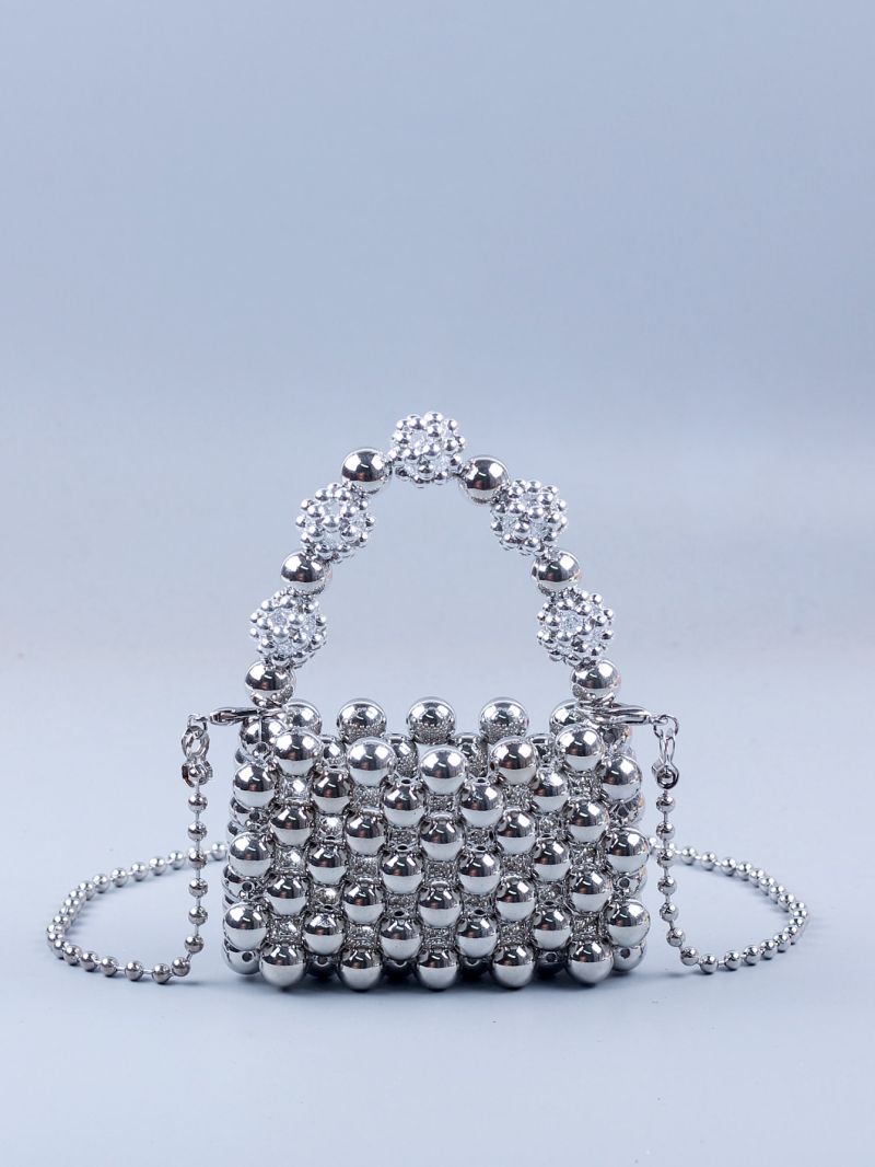 Beaded Square Bag Mini Silver