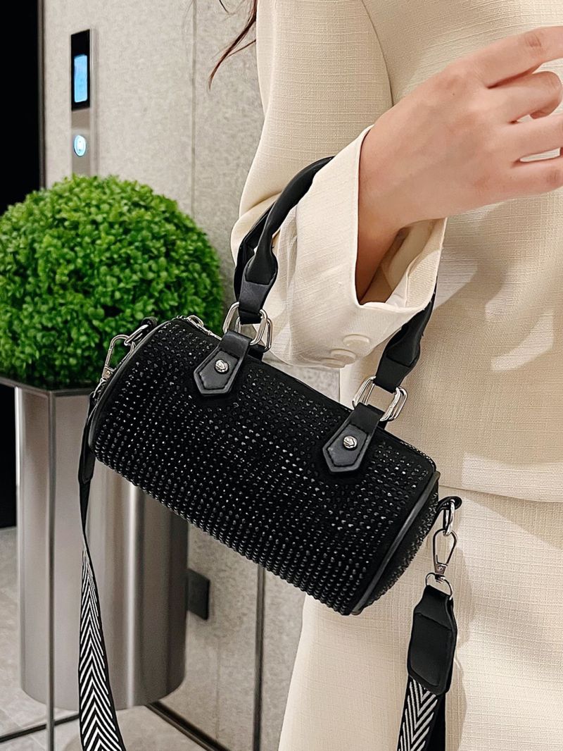 Rhinestone Decor Boston Bag Double Handle