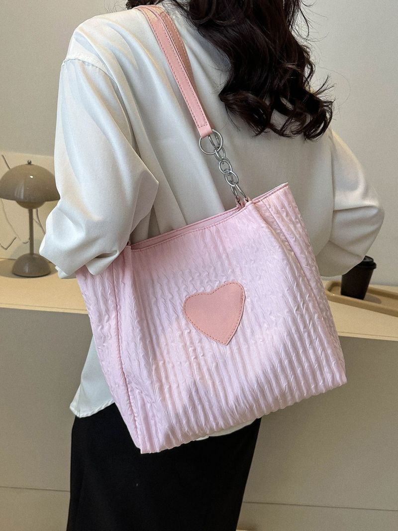 Heart Patch Detail Square Bag Chain