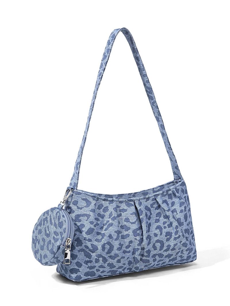 Medium Ruched Bag Leopard Print Top Handle With Coin Purse For Daily