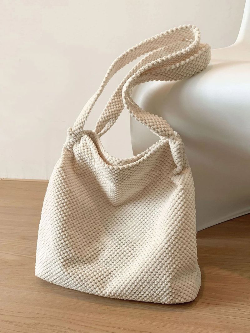 Beige Shopper Bag Fashionable Zipper