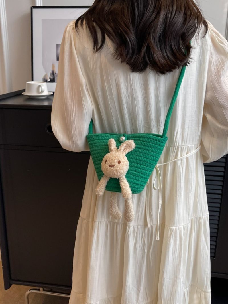 Small Straw Bag Cartoon Rabbit Decor